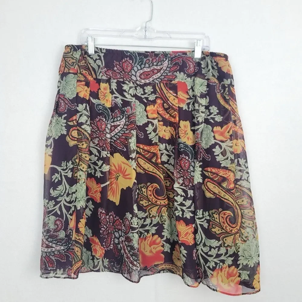 Floral Paisley Sz 16P Women's knee length Skirt Lined Floral Feminine Whimsy